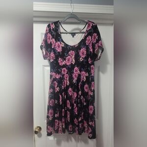 Torrid Black and Pink Floral Mini Dress